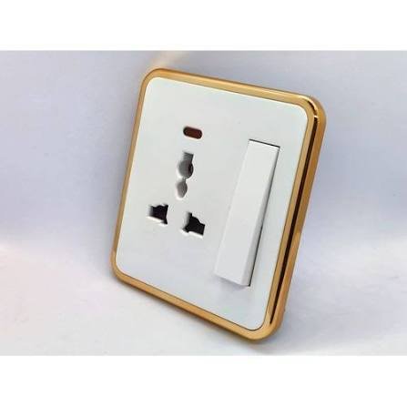 13amp electrical socket for installation, 1/2/3 multiple switch specifications to choose from. Home wall exposed wire wall switch panel, dual control luminous champagne 10A 110-250V