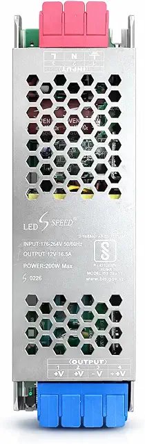 12V 15A 200W Ultra Slim Body AC/DC Switching Adaptor Converter Driver/Power Supply for LED Strip Light Lamp/CCTV Camera/Security System/Radio/Computer Project (12V/15 AMP)
