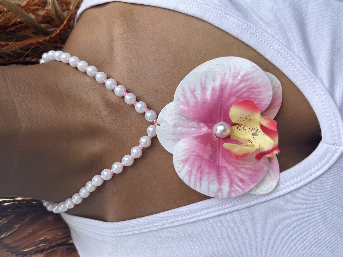 pink orchid necklace