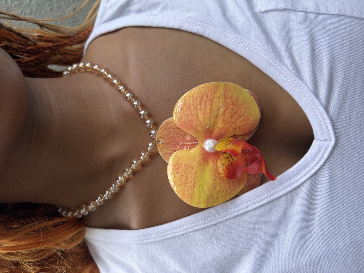 orange orchid necklace