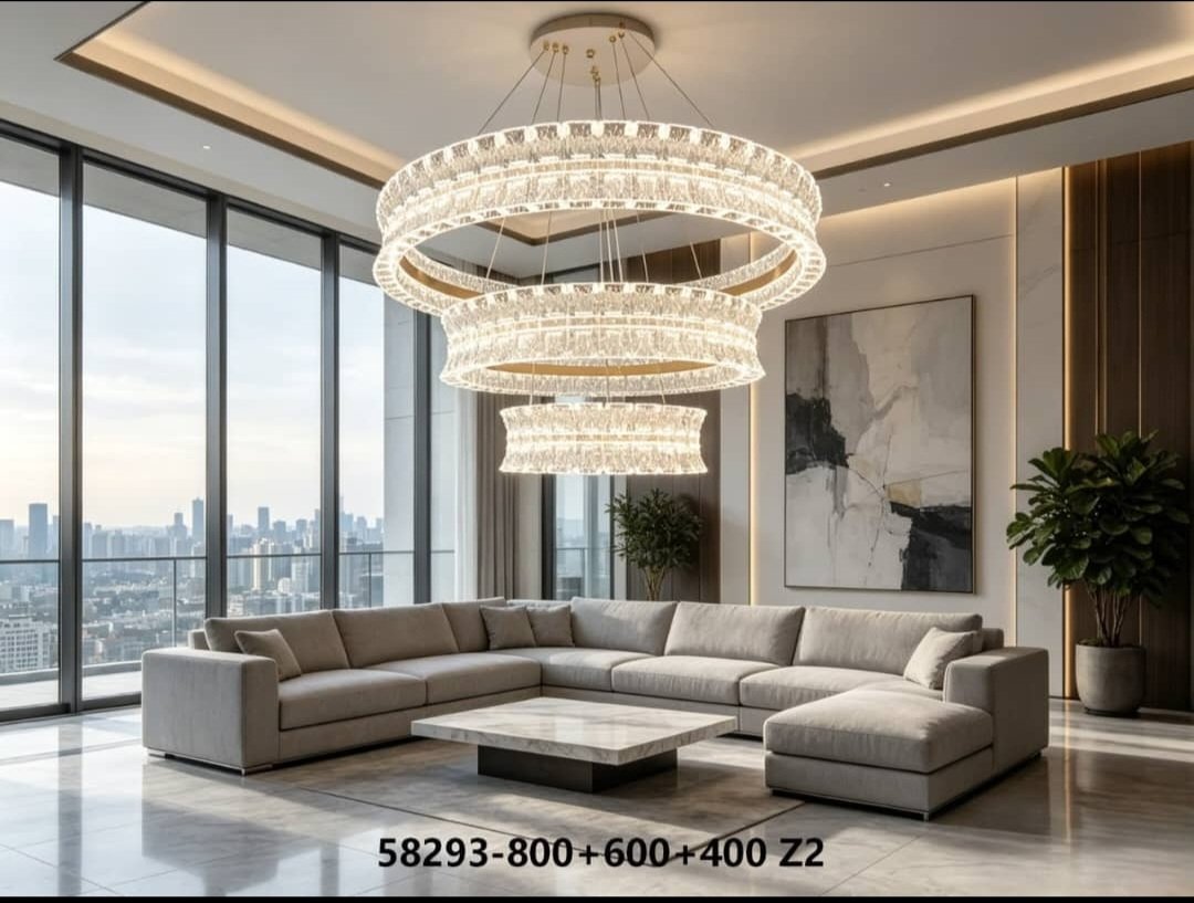 Luxury Three-Tier Crystal Ring Chandelier (Model: 58293-800+600+400 Z2)