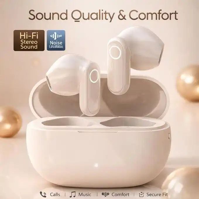 Realme earbuds EarPhone Bluetooth For Android And Iphone Earphones Earbuds Earpiece Hear Pods Headset 5.0 Airpods Wireless Earpod Headphones bud with deep bass noise cancellation (NE5)