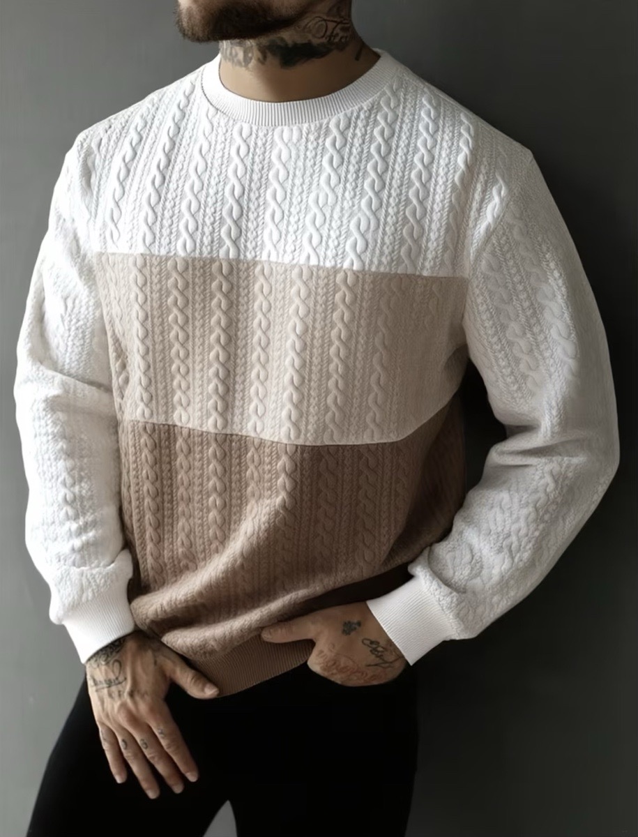 Autumn Winter New Men'S Sweatshirt Pullover with Jacquard Small Heart Fabric Sports Casual Outdoor Running Fitness Training Long Sleeve Sweatshirt, Heart Print, Sporty Style, Daily Wear, Crew Neck